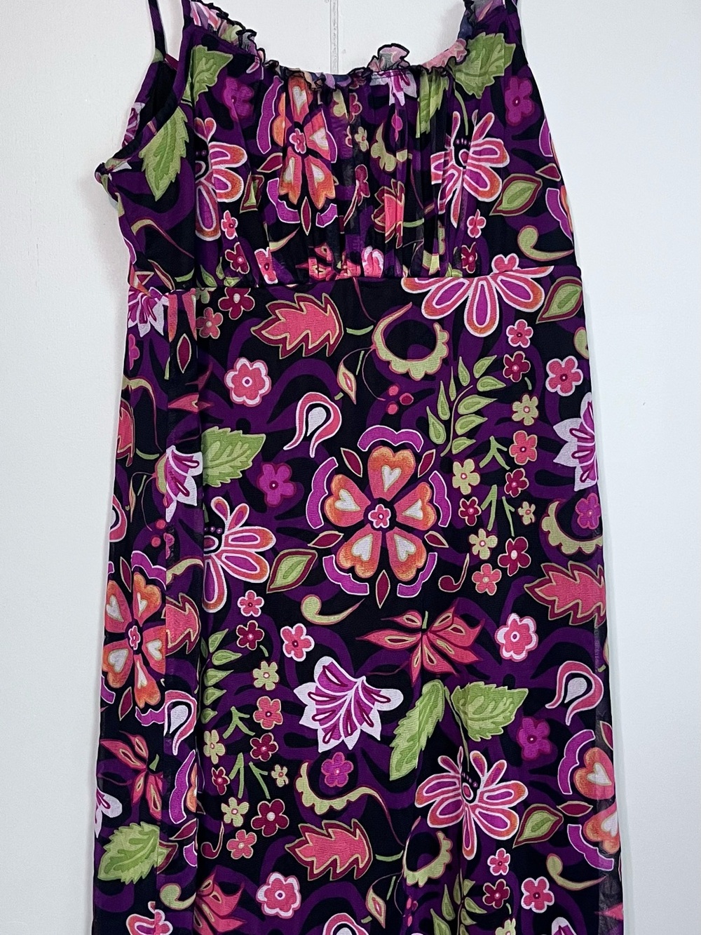 Xhilaration Floral Mesh Slip Dress XL Purple Pink Y2K Fairycore